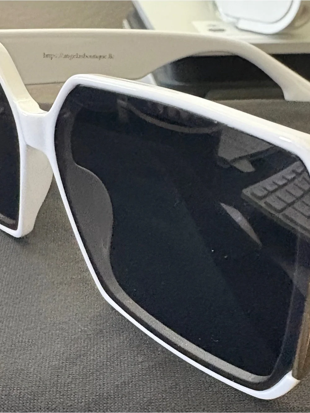 White Oversized Square Sunglasses with Black Lenses